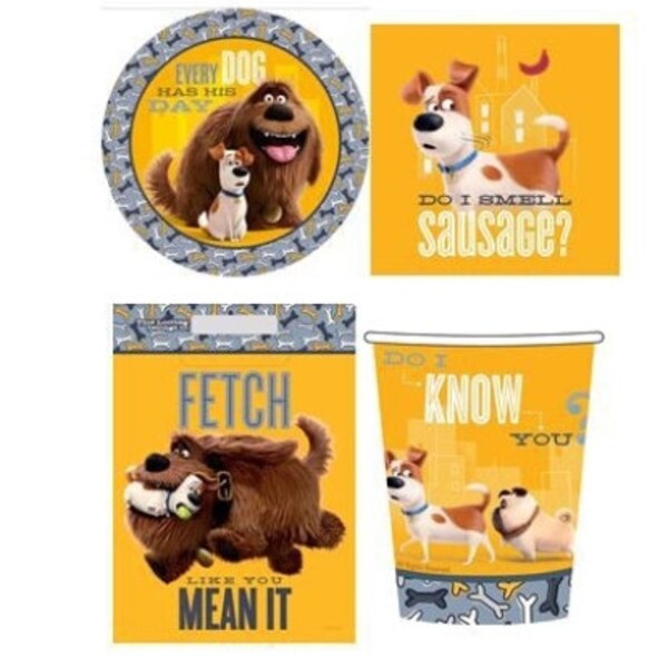 SECRET LIFE Of PETS 40 Piece Party Pack Plates Cups Loot Bags Napkins Birthday