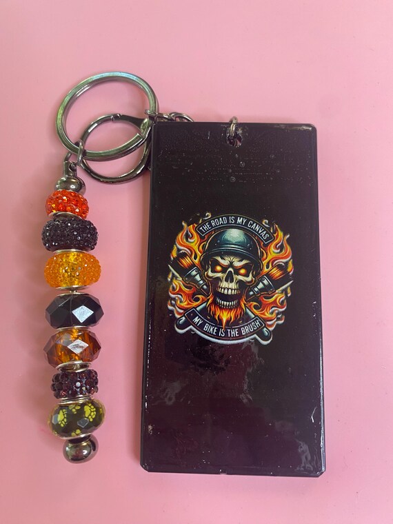 Handmade resin skull keychain