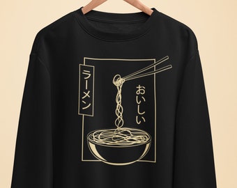 Ramen Bowl Sudadera, Ramen Noodles, Sudadera Ramen Japonesa, Sudadera Estética Japonesa Sudadera Cuello Redondo Mezcla Pesada Unisex