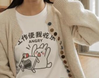Cute Angry Rabbit T-Shirt,Rabbit Shirt,Kawaii Clothes,Yami Kawaii Shirt,Harajuku Clothing,Kawaii Shirt,Kpop Shirt,Cutecore,jfashion,kfashion