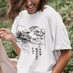 Japanisches T-Shirt, Japanischer Tempel, Japanisches Ästhetisches Shirt, Harajuku Shirt, Harajuku Kleidung, Streetwear Shirt, Asiatischer Stil, Unisex