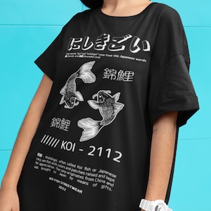 Koi Fish Shirt Koi Fish Aesthetic Shirt Japanese Street Wear Japanese t shirt Luck Shirt Aesthetic Clothing Alt Clothing Unisex Heavy Cotton