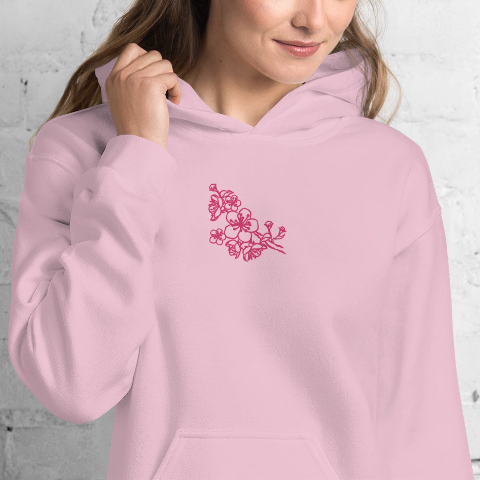 Sakura Blossom Embroidered Hoodie Cherry Blossom Hoodie Pink Etsy
