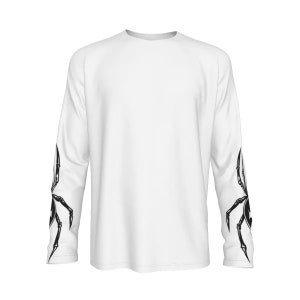 Puede incluir: Camiseta blanca de manga larga con un dise&ntilde;o de ara&ntilde;a negra en cada manga.