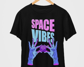 Camicia Space Vibes, Camicia Vaporwave, Camicia Spaziale, T-shirt Vaporwave, Abbigliamento Vaporwave, Vaporwave, Streetwear, T-shirt Trippy, Rave, T-shirt