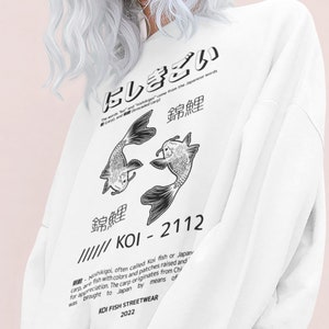 Koi Sweatshirt, Japanese Koi Sweatshirt, Japanese Sweatshirt, Luck Shirt, Aesthetic Clothing, Japanese Style Sweatshirt, Harajuku Clothing