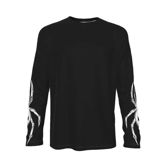 100% cotton goth spider men's long sleeve shirt, gothic clothing, streetwear, alt clothing, y2k clothing, grunge clothing, edgy clothing,