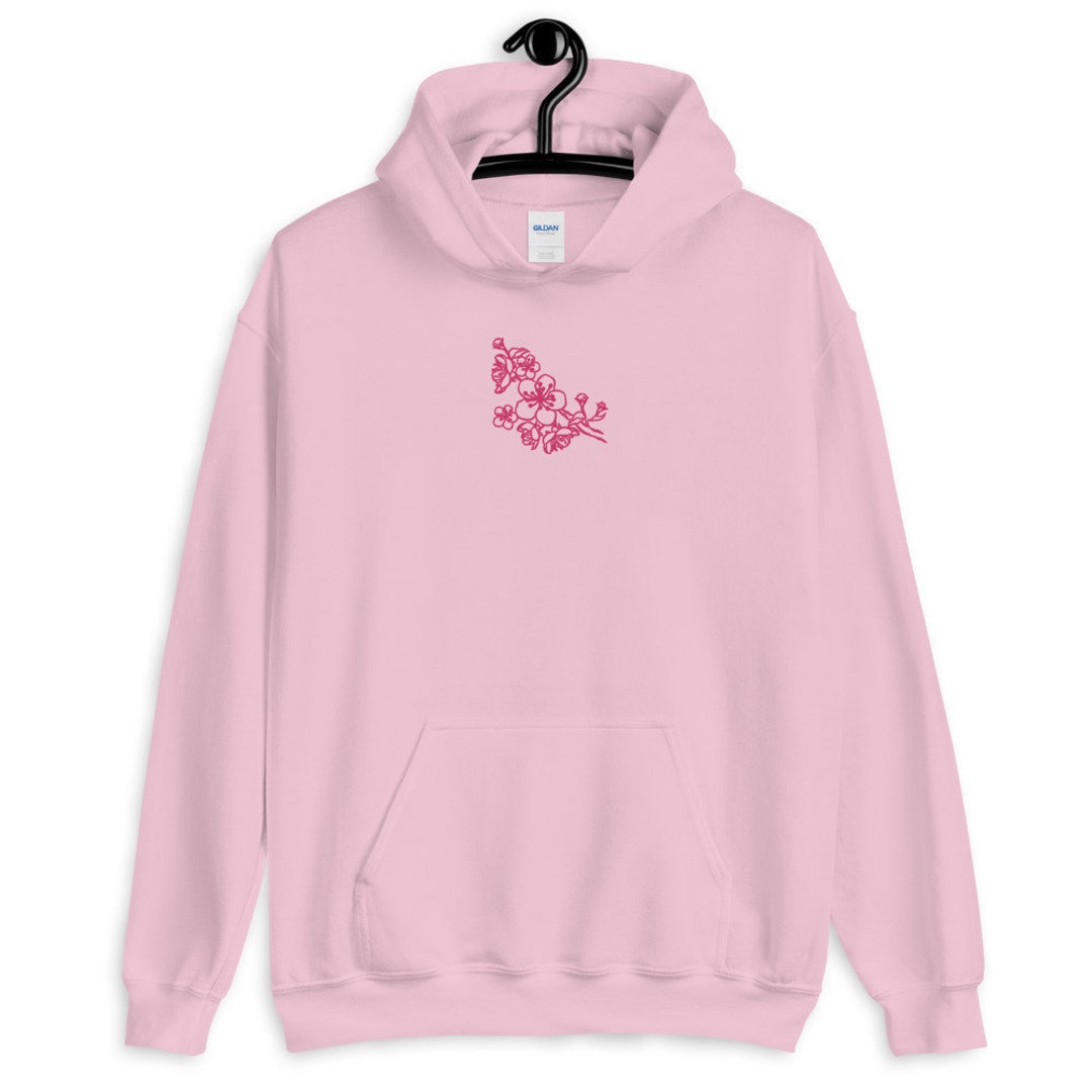 Sakura Blossom Embroidered Hoodie Cherry Blossom Hoodie Pink Etsy