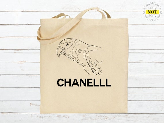 Chanel Lost African Grey Parrot Funny Reusable Cotton Shopping