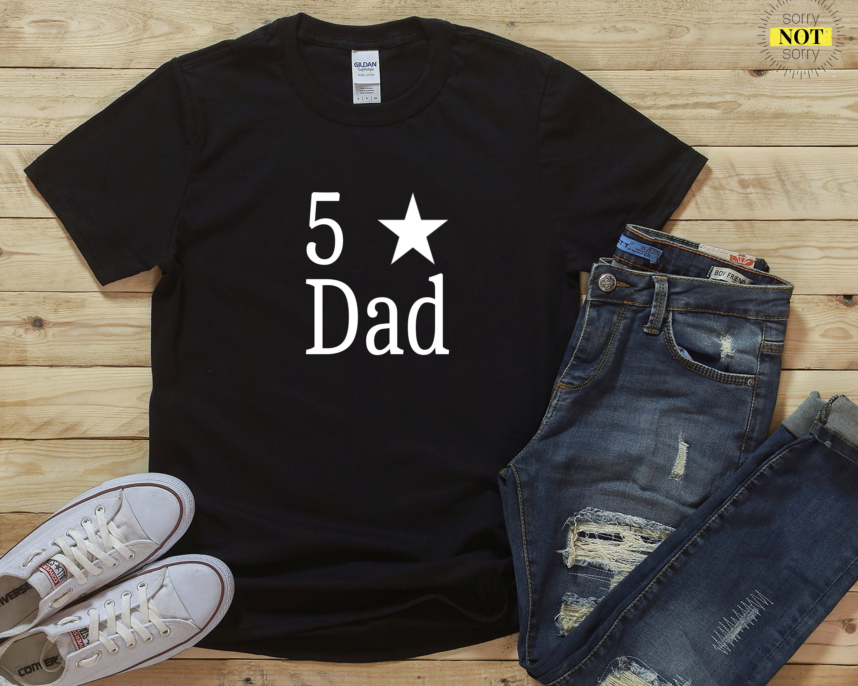 Image of 5 Star Dad, Birthday Gift, Present, For Him, Father, Daddy, T Shirt, Shirts, Star, Present For Husband, Dad