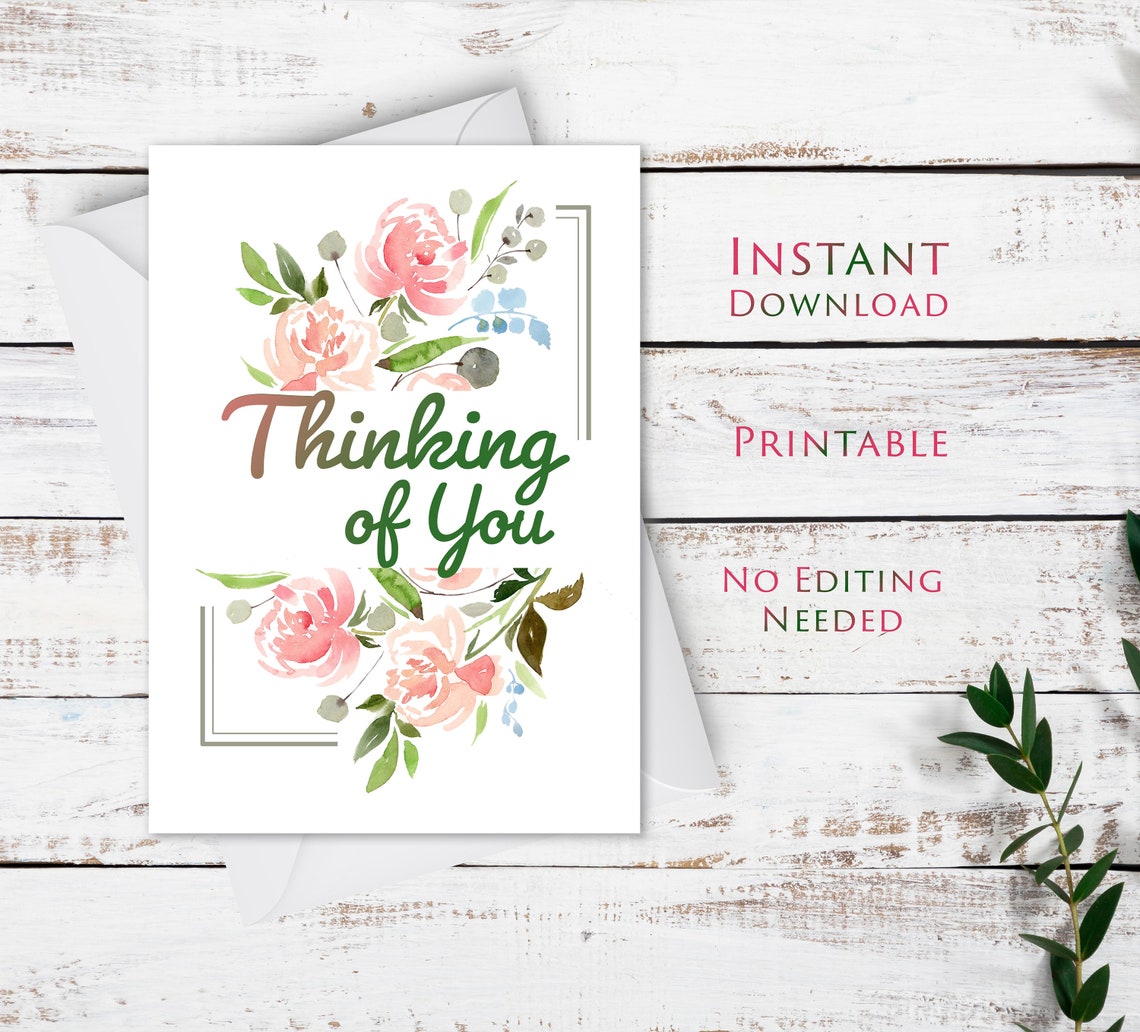 Printable Floral Card Instant Download Thinking of You Card - Etsy
