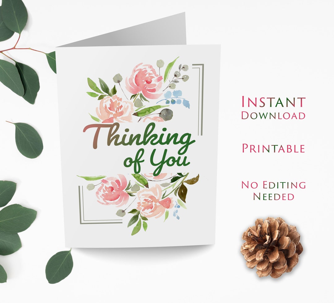 Printable Floral Thinking of You Card (digital Download) - Etsy