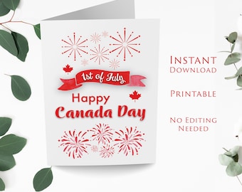 Printable Happy Canada Day Card, Instant Download,  1st of July Card, Digital Card, Social Distance, Greeting Card PCD01