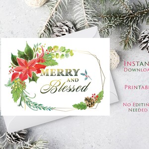 Druckbare Frohe und Selige Karte, Sofort Download, Weihnachten, Feiertage, Weihnachtsstern, Digitale Karte, Soziale Distanz, Grußkarte PHH01