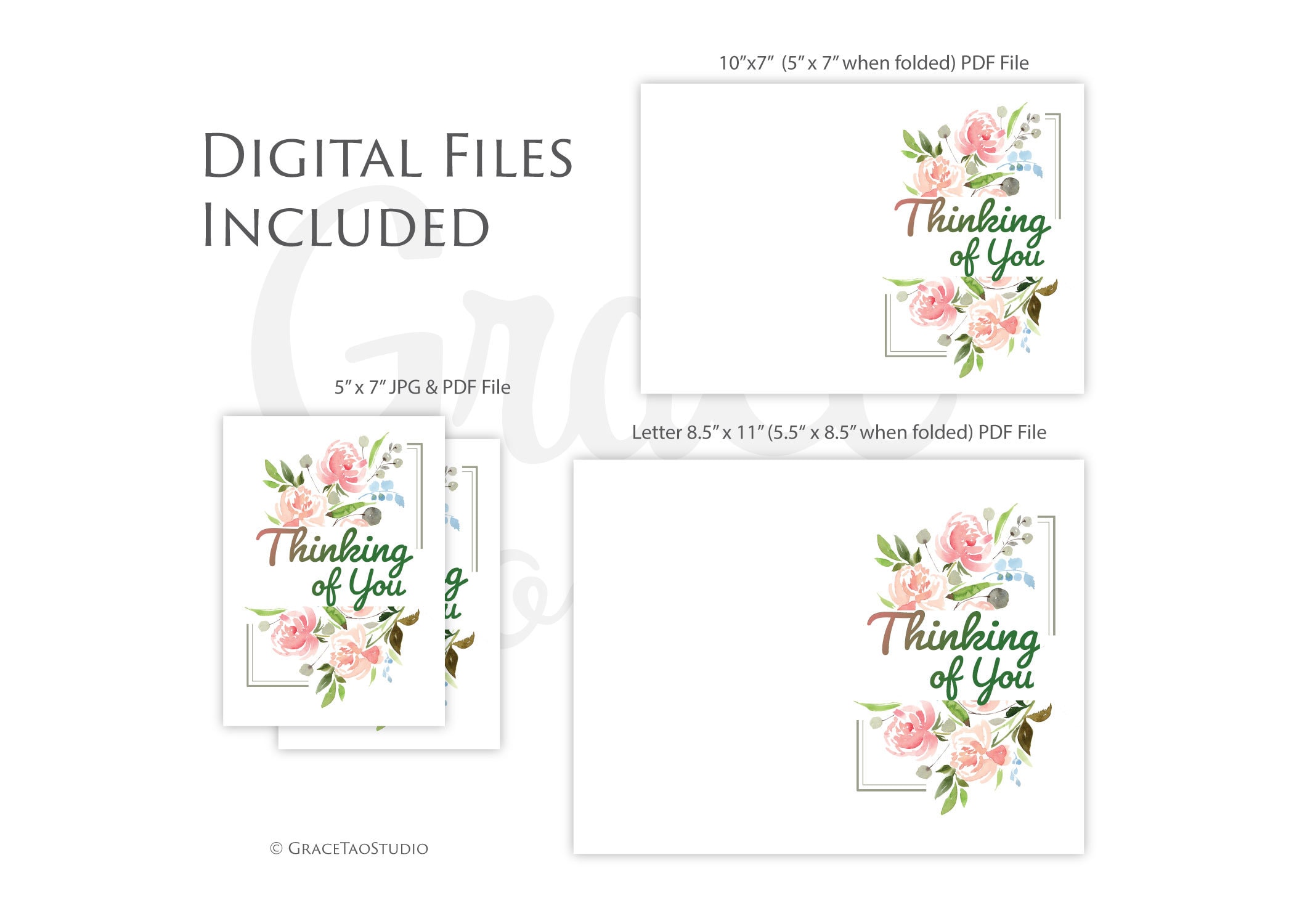 Printable Floral Thinking of You Card (digital Download) - Etsy