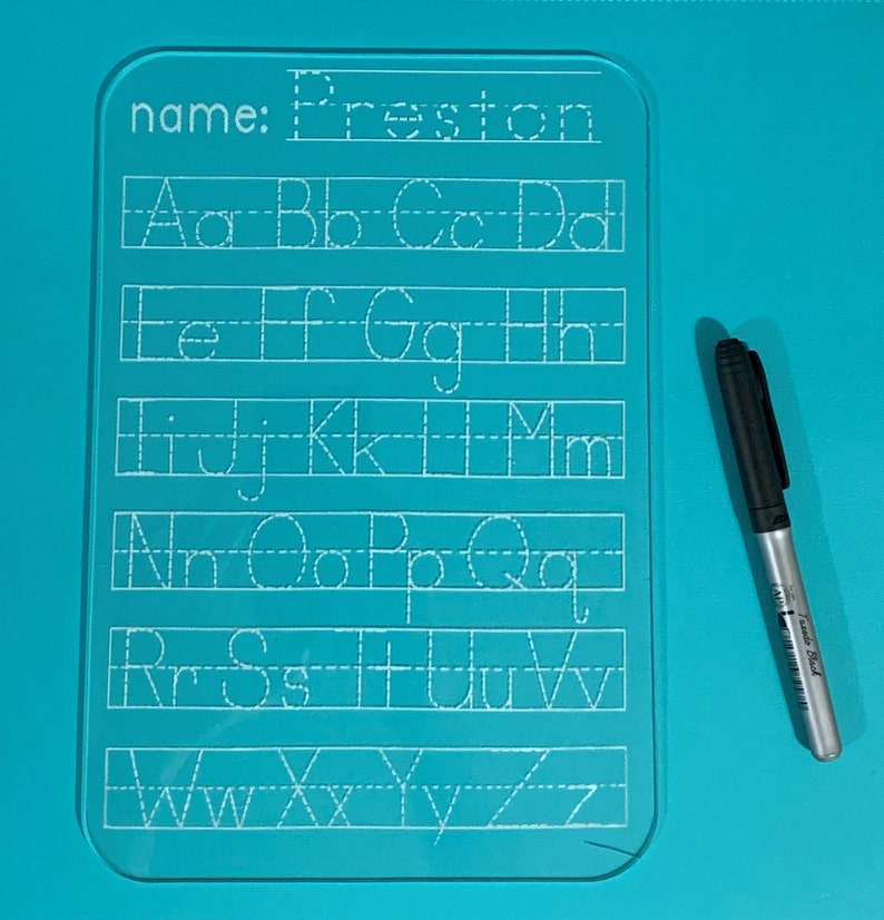 Dry Erase Alphabet ABC Tracing Board Customized First Name Etsy