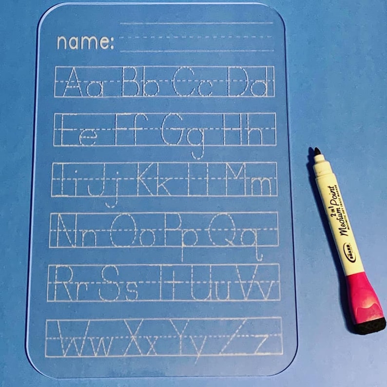 Dry Erase Alphabet ABC Tracing Board Customized First Name Etsy