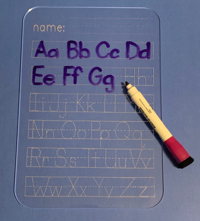 Dry Erase Alphabet ABC Tracing Board Customized First Name Etsy