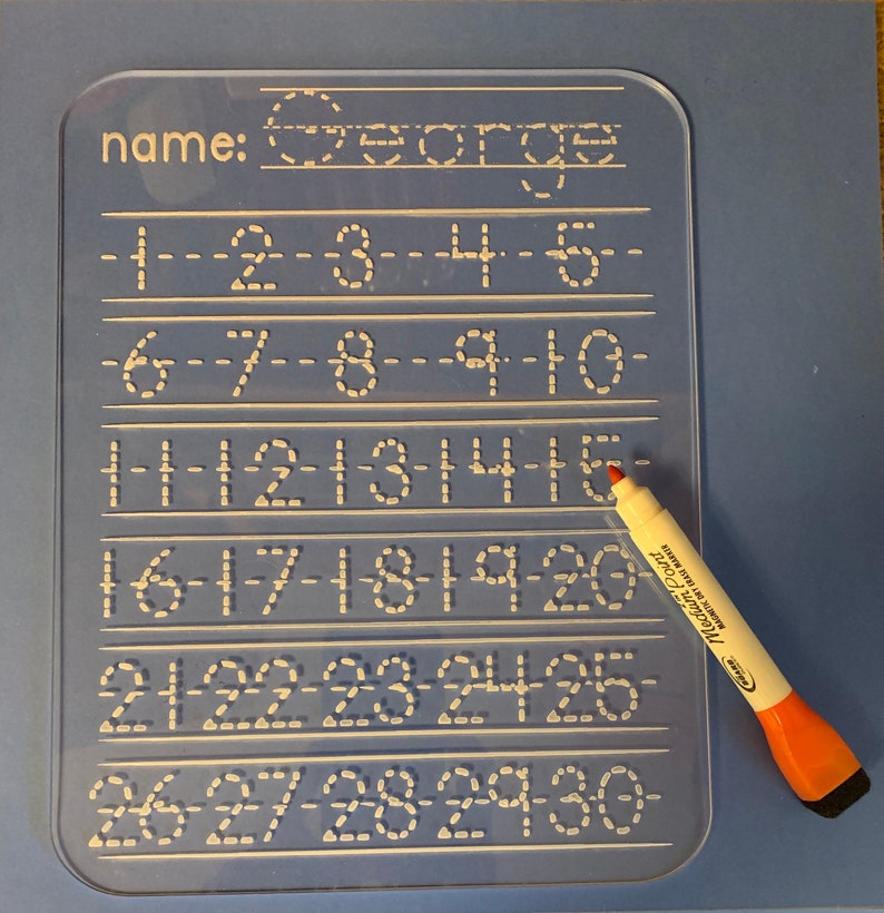 Dry Erase Numbers Tracing Board Customized First Name Etsy