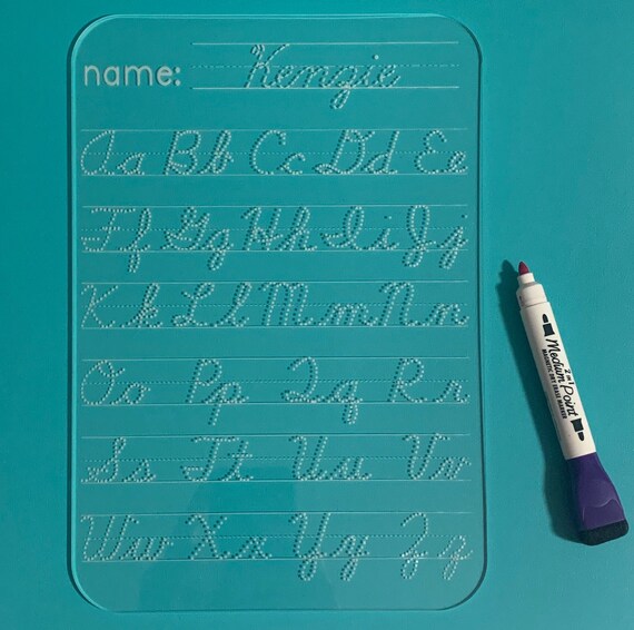 Cursive Dry Erase Alphabet ABC Tracing Board Customized First Etsy