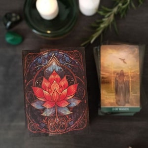 Boîte de rangement en bois pour cartes de tarot Lenormand Lotus