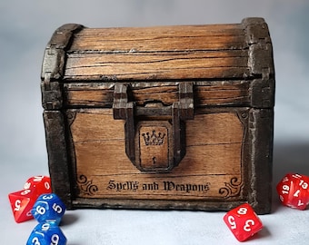 Handmade Fantasy Chest – Wooden RPG Dice Box, Jewelry Storage, Gothic Gift