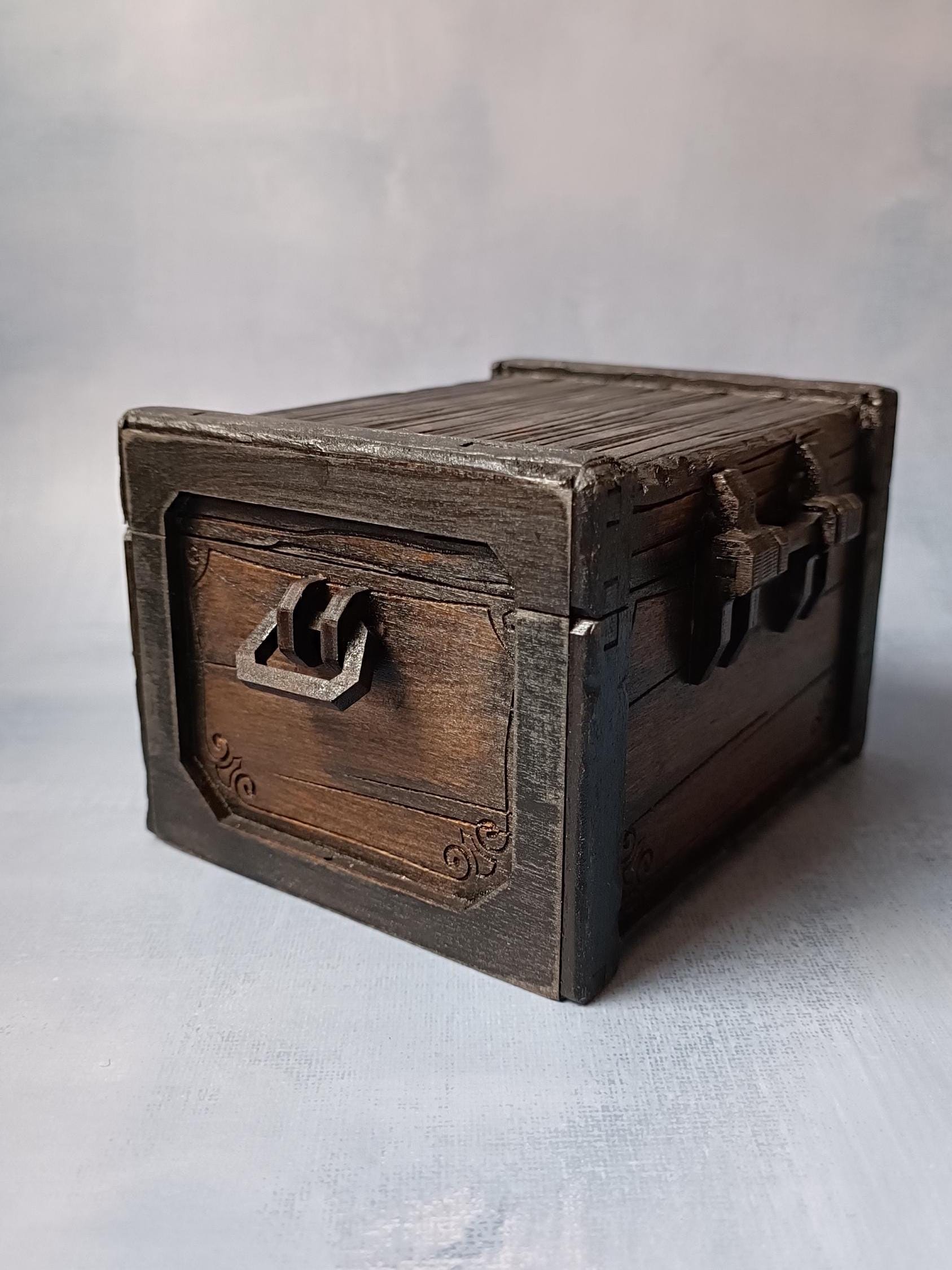 Handmade Wooden Fantasy Chest: RPG Dice & Jewelry Box - Etsy