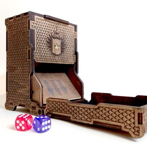 Torre de dados plegable con forma de escamas de dragón: dados de madera para juegos de rol, accesorio portátil para juegos, regalo único para los amantes de los juegos de mesa