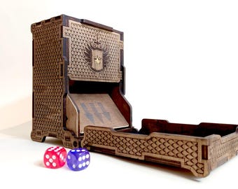 Dragon Scale Wooden Dice Tower: Foldable RPG Gaming Accessory