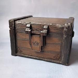 Handgemachte Fantasy-Box aus Holz, Rollenspiel-Würfel Aufbewahrungsbox, DnD-Spielebox, mittelalterliche Schmuckschatulle, Fantasy-Würfelbox