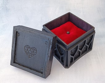 Gothic style wedding ring box, black