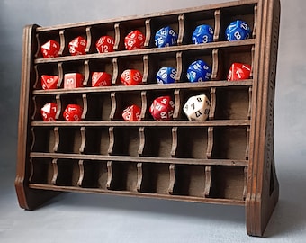 Handmade Wooden Dice Display Stand: RPG Dice Organizer, Holds 5 Sets
