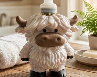 Highland Cow Foaming Soap Dispenser | Farmhouse Bathroom Decor, 3D Printed