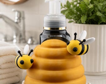 Bee Soap Dispenser Holder | Honeycomb Foaming Soap Holder | Cute Bathroom Decor | Bee Bathroom Set | Farmhouse Sink Decor