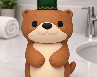 3D Printed Otter Soap Dispenser | Animal Bathroom Decor (Foaming Soap Holder)
