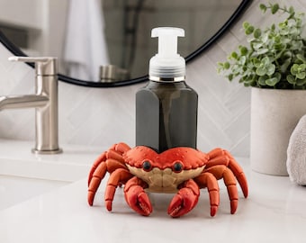 Crab Soap Dispenser Holder | Cute Sink Organizer | Coastal Beach House Gift | Foaming Soap Holder
