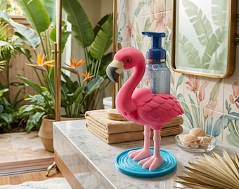 Pink Flamingo Soap Holder | 3D Printed Bathroom Decor | Cute Sink Organizer | Flamingo Gift | Fun Bathroom Accessory