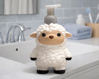 Sheep Foaming Soap Holder – Farmhouse Bathroom Decor, 3D Printed Lamb Dispenser Stand
