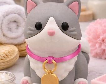 3D Printed Cat Foaming Soap Dispenser | Handmade Bathroom Decor