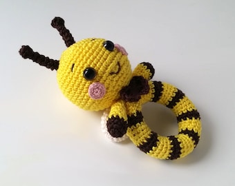 Baby Ring Rassel gehäkelt aus Baumwolle,Babyrassel,Amigurumi