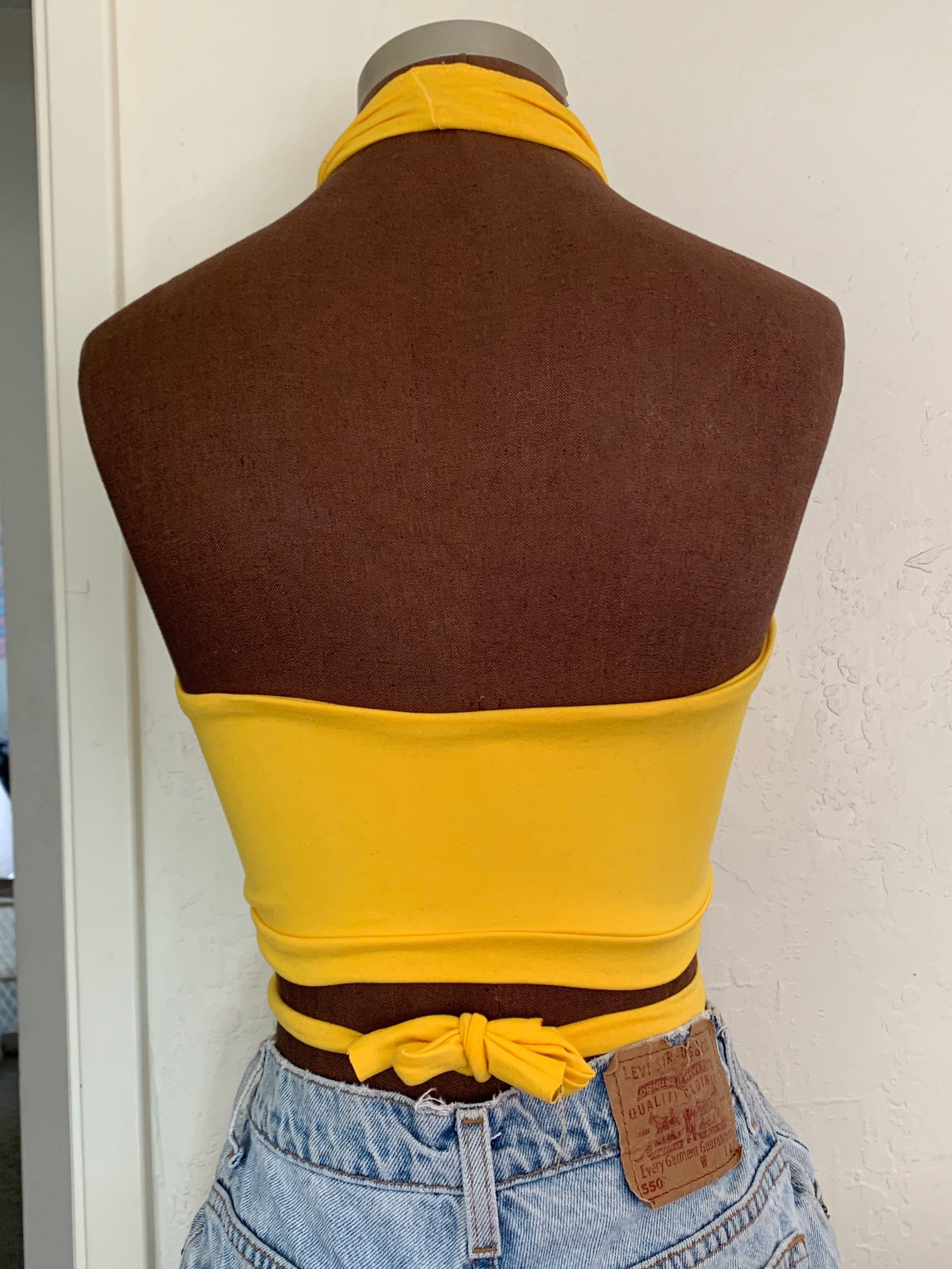 Criss Cross Tie Back Sleeveless Halter Crop Top Summer Halter Top