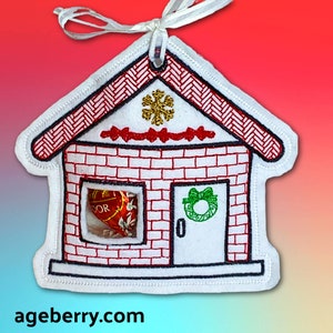 In-the-hoop Christmas COTTAGE Ornament | DIY Christmas Decor | Felt Treat Bag | Embroidery File and PDF Tutorial
