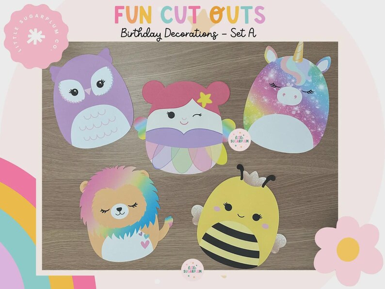 Fun Cutous Squish Party Cutouts // Birthday Wall Decoration Set // Party Supplies ...