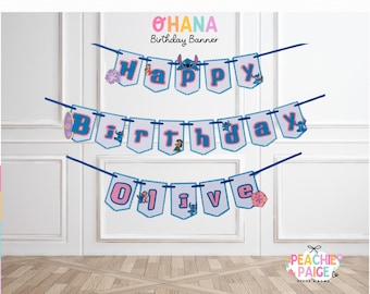 Lilo & Stitch Inspired Happy Birthday Banner // Ohana Banner