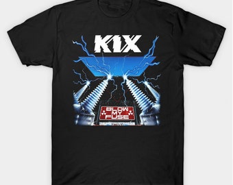 80s Kix Blow My Fuse World Tour 1989 Glam Metal Rock N Roll Faded T-shirt  Small 