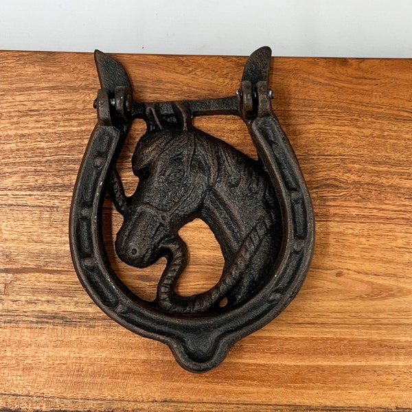 Cast Iron Horse Horseshoe Door Knocker