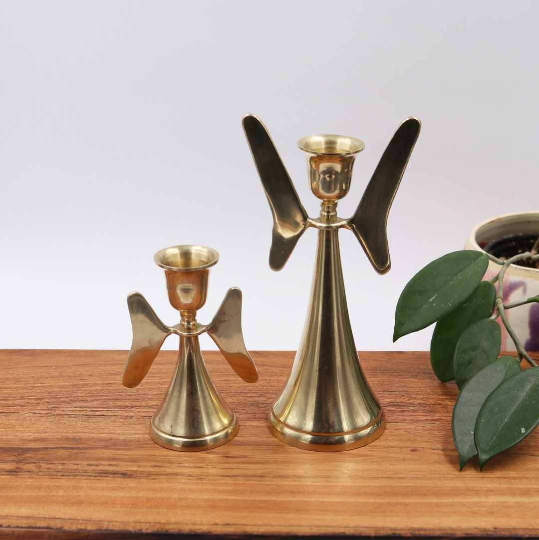 Vintage Brass Angel Candle Holders Etsy