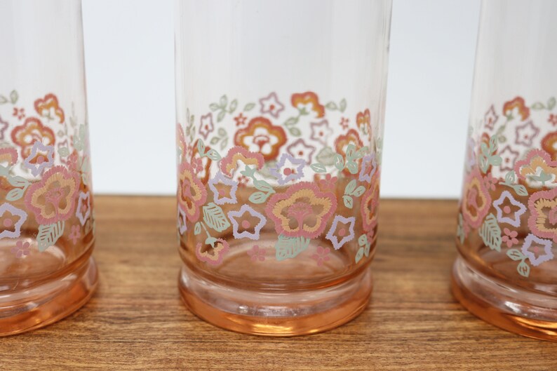 Set of 3 Vintage Libbey Iced Tea Drinking Glasses Pink Glass Etsy