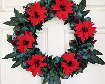 CHRISTMAS Poinsettia BUSH WREATH - Handcrafted Traditional Christmas with an Australian twist.