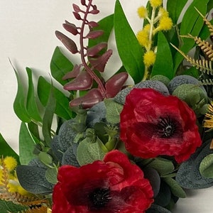 ANZAC Wreath Handcrafted Faux Poppy & Native Flora Wreath image 7